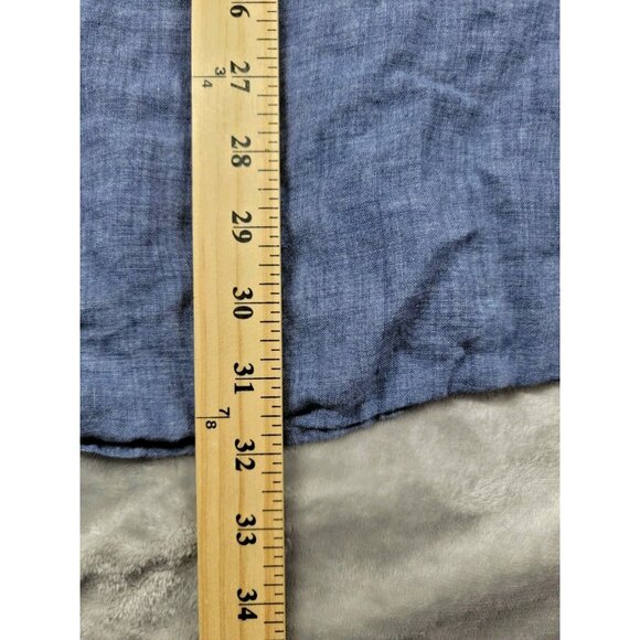 Tasso Elba Button Shirt Mens XL Chambray Blue Short Sleeve Linen Hawaiian SS - Picture 3 of 7